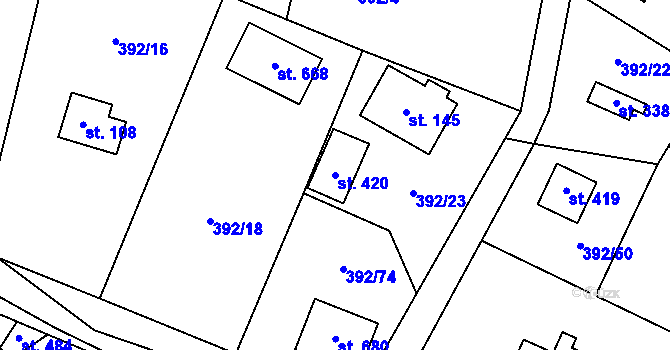 Parcela st. 420 v KÚ Luka pod Medníkem, Katastrální mapa