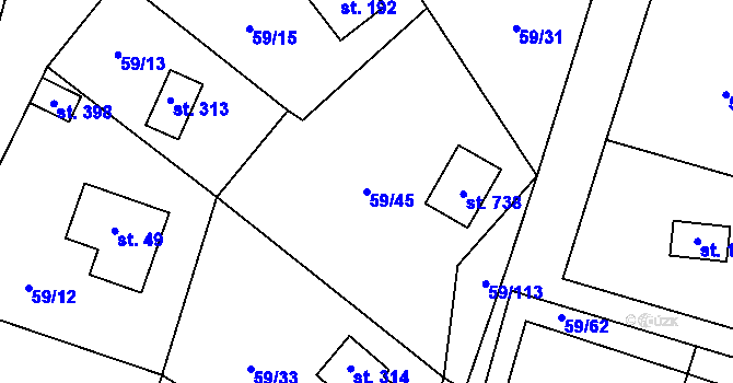 Parcela st. 59/45 v KÚ Luka pod Medníkem, Katastrální mapa