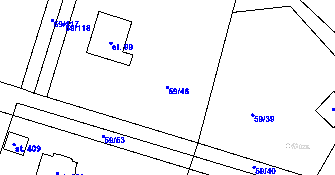 Parcela st. 59/46 v KÚ Luka pod Medníkem, Katastrální mapa