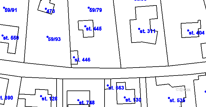 Parcela st. 59/80 v KÚ Luka pod Medníkem, Katastrální mapa