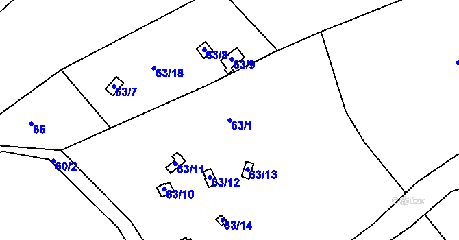 Parcela st. 63/1 v KÚ Luka pod Medníkem, Katastrální mapa