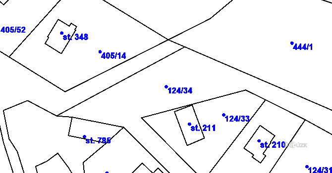 Parcela st. 124/34 v KÚ Luka pod Medníkem, Katastrální mapa