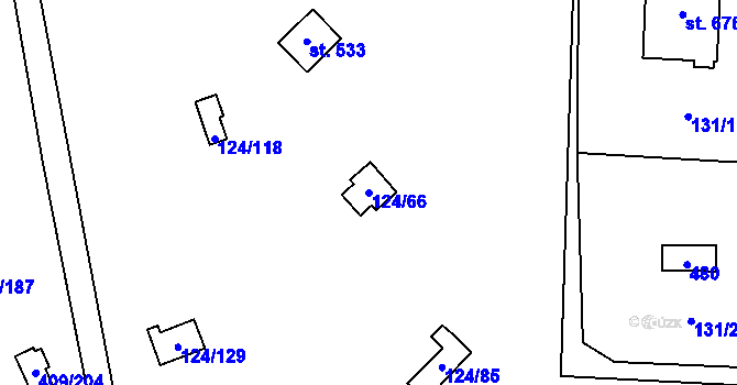 Parcela st. 124/66 v KÚ Luka pod Medníkem, Katastrální mapa