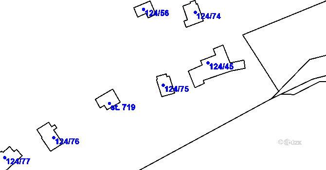 Parcela st. 124/75 v KÚ Luka pod Medníkem, Katastrální mapa