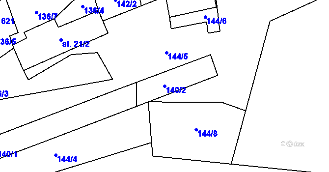 Parcela st. 140/2 v KÚ Luka pod Medníkem, Katastrální mapa