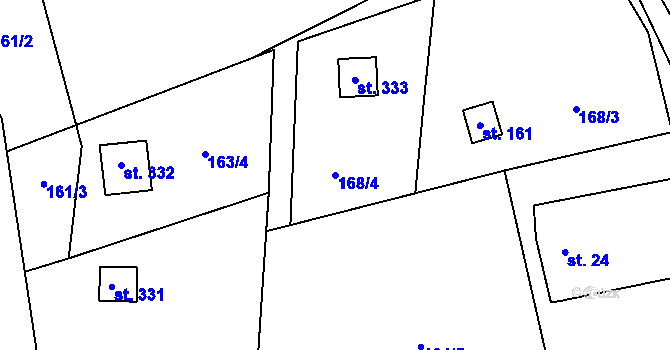 Parcela st. 168/4 v KÚ Luka pod Medníkem, Katastrální mapa