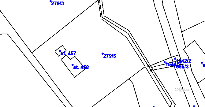 Parcela st. 279/5 v KÚ Luka pod Medníkem, Katastrální mapa
