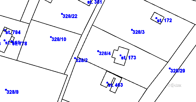 Parcela st. 328/4 v KÚ Luka pod Medníkem, Katastrální mapa