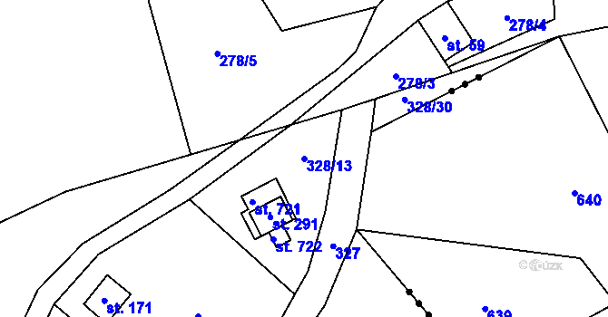Parcela st. 328/13 v KÚ Luka pod Medníkem, Katastrální mapa