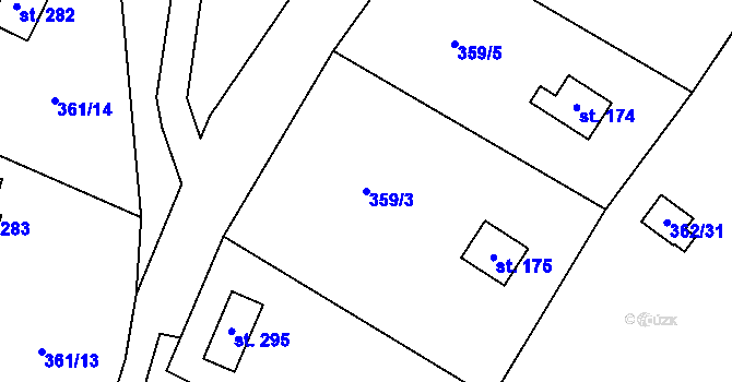 Parcela st. 359/3 v KÚ Luka pod Medníkem, Katastrální mapa