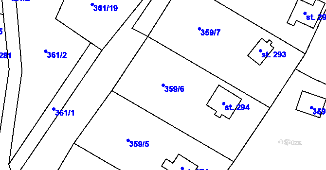 Parcela st. 359/6 v KÚ Luka pod Medníkem, Katastrální mapa