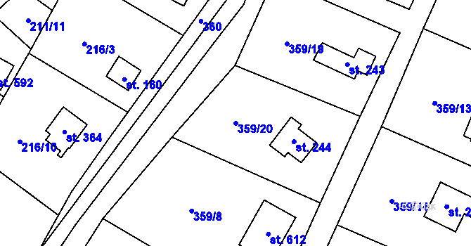 Parcela st. 359/20 v KÚ Luka pod Medníkem, Katastrální mapa