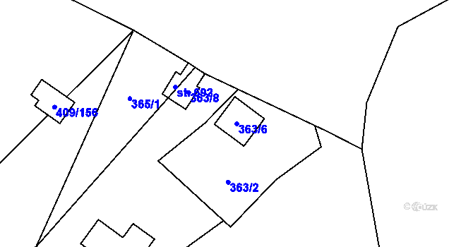 Parcela st. 363/6 v KÚ Luka pod Medníkem, Katastrální mapa