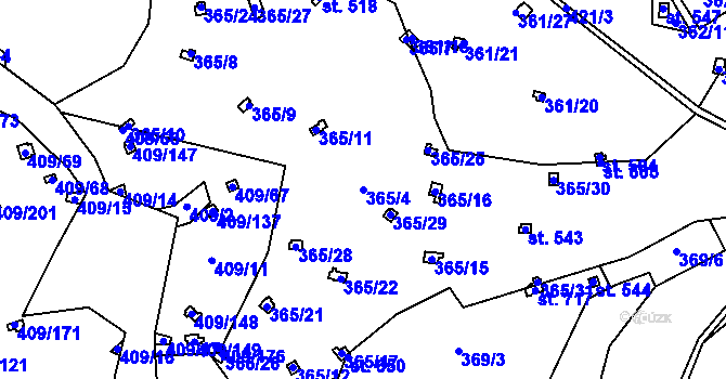 Parcela st. 365/4 v KÚ Luka pod Medníkem, Katastrální mapa