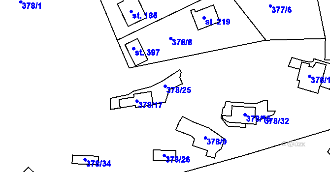 Parcela st. 378/25 v KÚ Luka pod Medníkem, Katastrální mapa