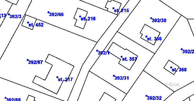 Parcela st. 392/1 v KÚ Luka pod Medníkem, Katastrální mapa