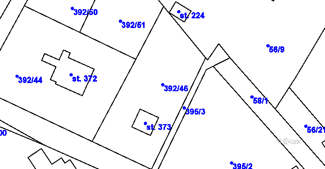 Parcela st. 392/46 v KÚ Luka pod Medníkem, Katastrální mapa