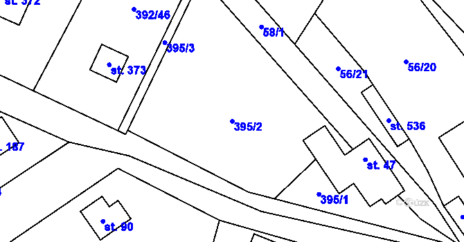 Parcela st. 395/2 v KÚ Luka pod Medníkem, Katastrální mapa