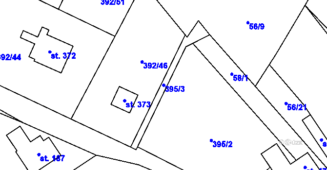 Parcela st. 395/3 v KÚ Luka pod Medníkem, Katastrální mapa