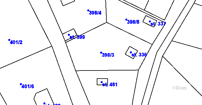 Parcela st. 398/3 v KÚ Luka pod Medníkem, Katastrální mapa