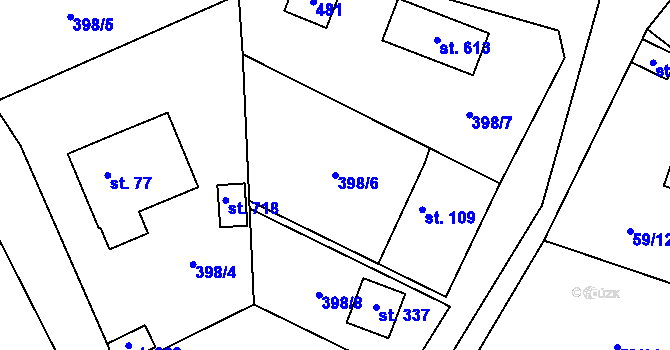 Parcela st. 398/6 v KÚ Luka pod Medníkem, Katastrální mapa