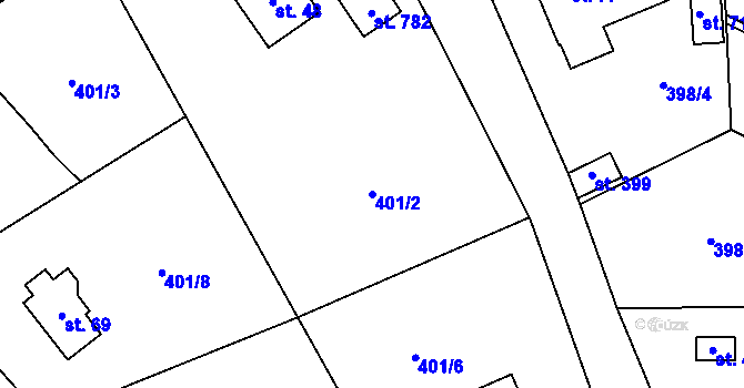 Parcela st. 401/2 v KÚ Luka pod Medníkem, Katastrální mapa
