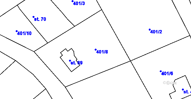 Parcela st. 401/8 v KÚ Luka pod Medníkem, Katastrální mapa