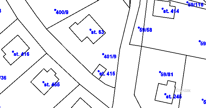 Parcela st. 401/9 v KÚ Luka pod Medníkem, Katastrální mapa