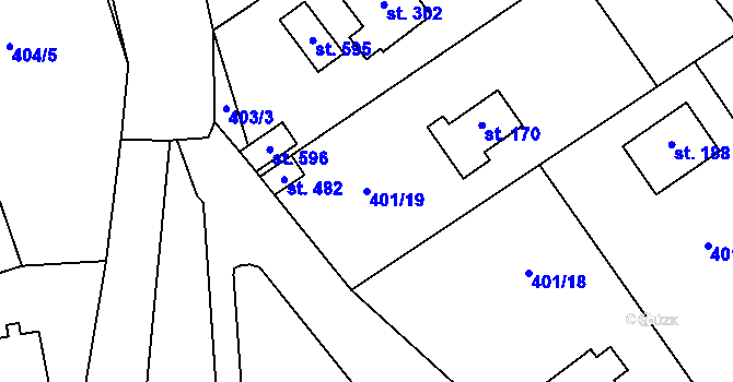 Parcela st. 401/19 v KÚ Luka pod Medníkem, Katastrální mapa