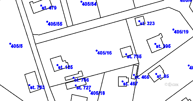 Parcela st. 405/16 v KÚ Luka pod Medníkem, Katastrální mapa