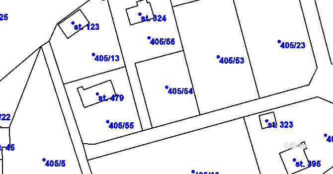 Parcela st. 405/54 v KÚ Luka pod Medníkem, Katastrální mapa