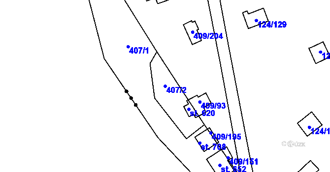 Parcela st. 407/2 v KÚ Luka pod Medníkem, Katastrální mapa