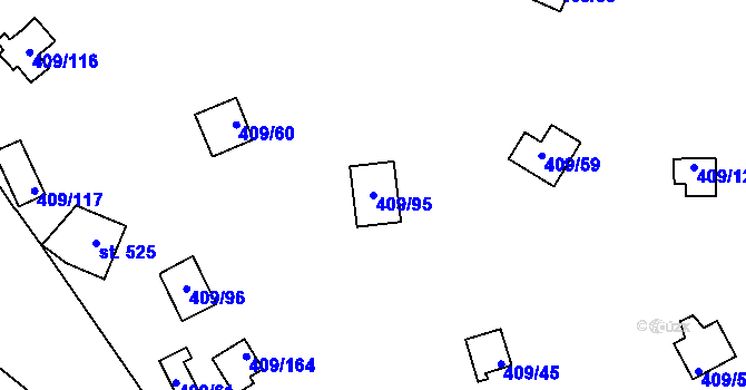 Parcela st. 409/95 v KÚ Luka pod Medníkem, Katastrální mapa