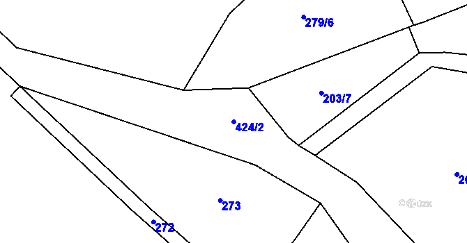 Parcela st. 424/2 v KÚ Luka pod Medníkem, Katastrální mapa