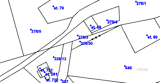 Parcela st. 328/30 v KÚ Luka pod Medníkem, Katastrální mapa