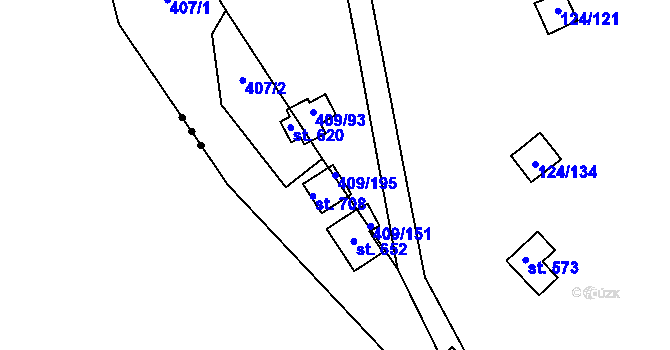 Parcela st. 409/195 v KÚ Luka pod Medníkem, Katastrální mapa