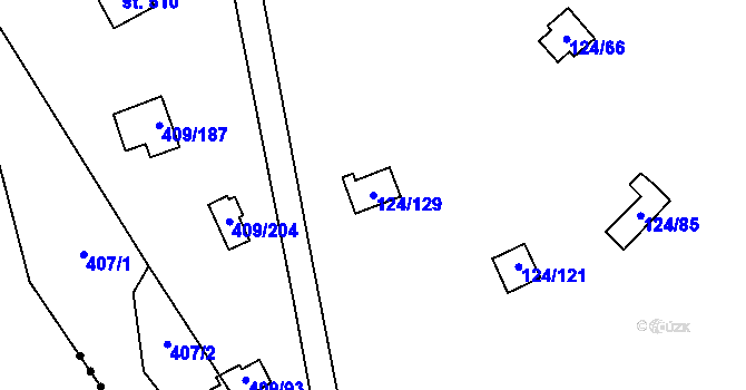 Parcela st. 124/129 v KÚ Luka pod Medníkem, Katastrální mapa