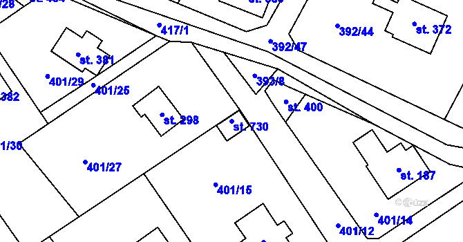 Parcela st. 730 v KÚ Luka pod Medníkem, Katastrální mapa