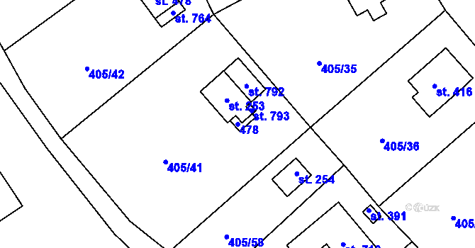 Parcela st. 478 v KÚ Luka pod Medníkem, Katastrální mapa