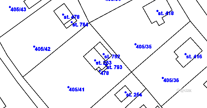 Parcela st. 792 v KÚ Luka pod Medníkem, Katastrální mapa