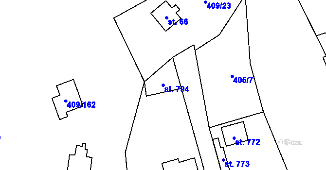 Parcela st. 794 v KÚ Luka pod Medníkem, Katastrální mapa