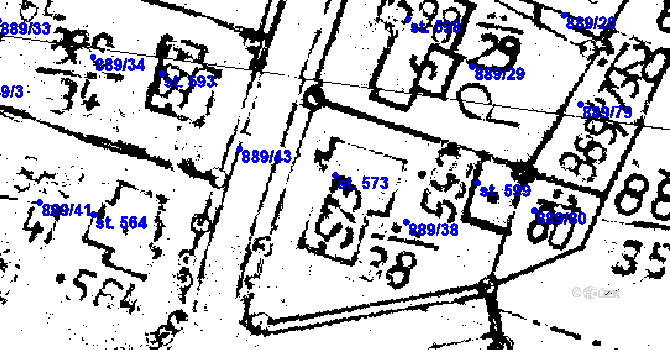 Parcela st. 573 v KÚ Lukavec u Pacova, Katastrální mapa