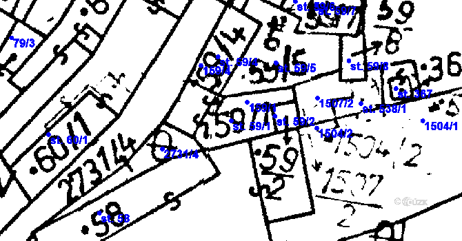 Parcela st. 59/1 v KÚ Lukavec u Pacova, Katastrální mapa