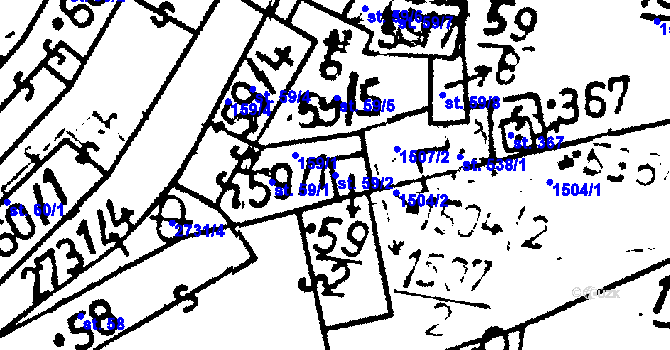 Parcela st. 59/2 v KÚ Lukavec u Pacova, Katastrální mapa