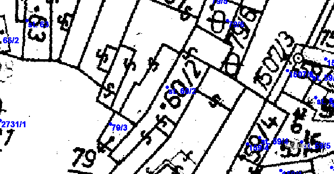 Parcela st. 60/2 v KÚ Lukavec u Pacova, Katastrální mapa