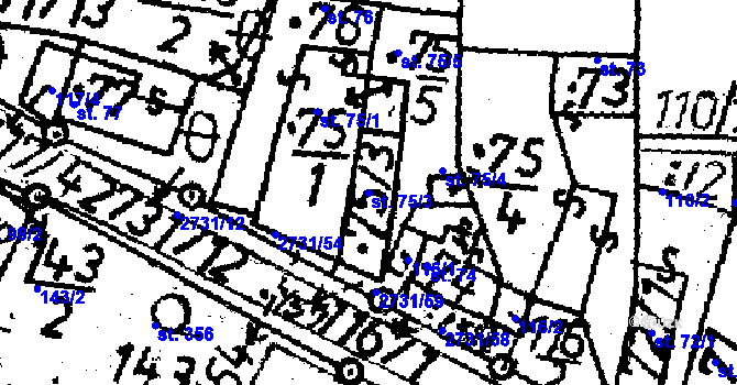Parcela st. 75/3 v KÚ Lukavec u Pacova, Katastrální mapa