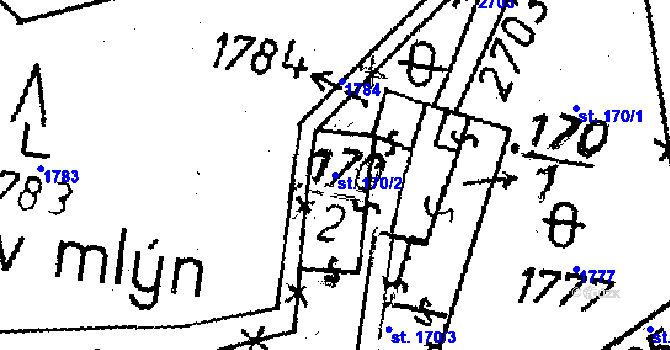 Parcela st. 170/2 v KÚ Lukavec u Pacova, Katastrální mapa