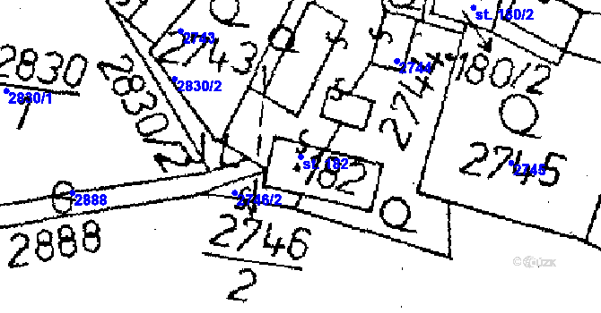Parcela st. 182 v KÚ Lukavec u Pacova, Katastrální mapa