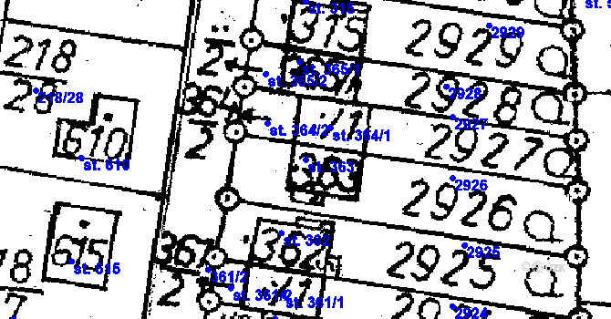 Parcela st. 363 v KÚ Lukavec u Pacova, Katastrální mapa