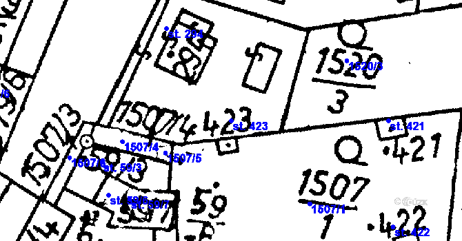 Parcela st. 423 v KÚ Lukavec u Pacova, Katastrální mapa